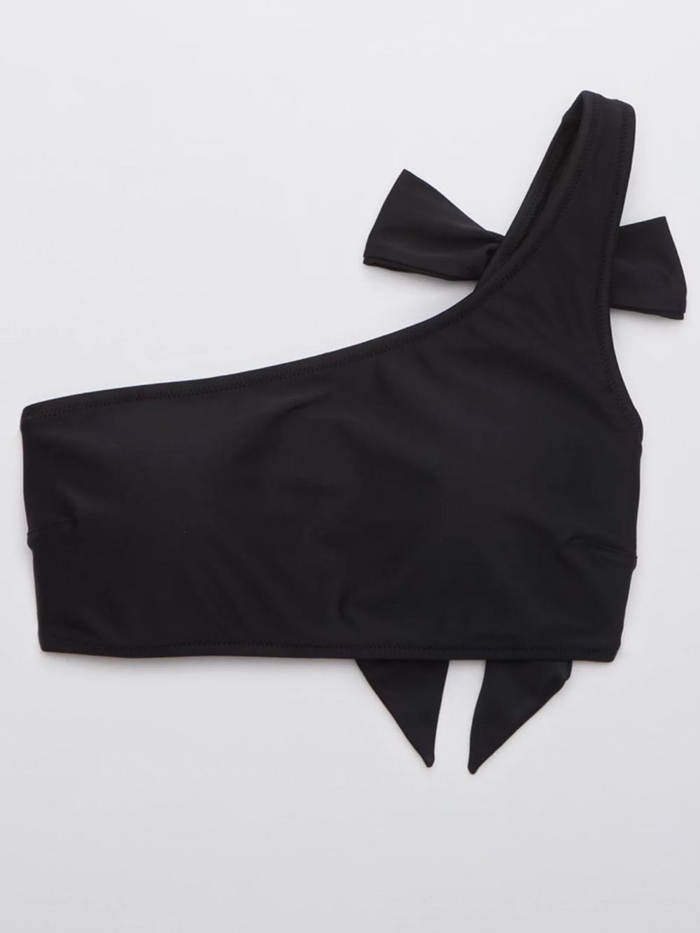 Aerie Bow One Shoulder Bandeau Bikini Top Women’s Size Medium Black Swim Top